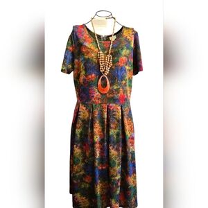 LuLaRoe Colorful Brushstroke Midi Dress Size 2x